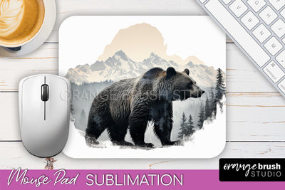 Wild Animals Mouse Pad, Mountain Mousepad Sublimation Sublimation OrangeBrushStudio 