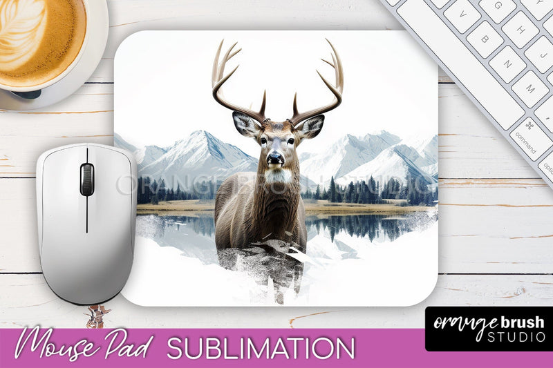 Wild Animals Mouse Pad, Mountain Mousepad Sublimation Sublimation OrangeBrushStudio 