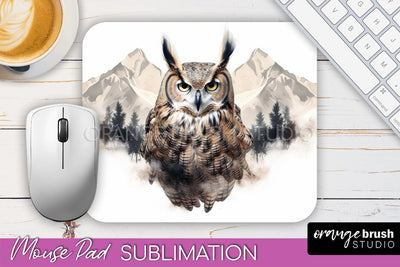 Wild Animals Mouse Pad, Mountain Mousepad Sublimation Sublimation OrangeBrushStudio 