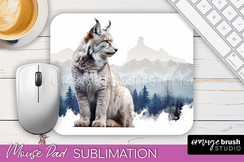 Wild Animals Mouse Pad, Mountain Mousepad Sublimation Sublimation OrangeBrushStudio 