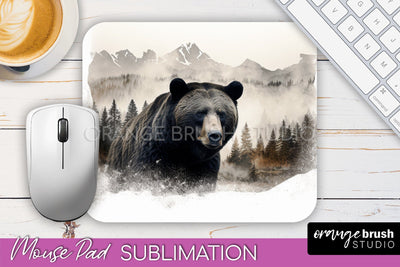 Wild Animals Mouse Pad, Mountain Mousepad Sublimation Sublimation OrangeBrushStudio 