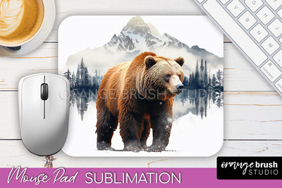 Wild Animals Mouse Pad, Mountain Mousepad Sublimation Sublimation OrangeBrushStudio 