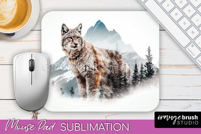 Wild Animals Mouse Pad, Mountain Mousepad Sublimation Sublimation OrangeBrushStudio 
