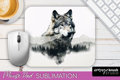 Wild Animals Mouse Pad, Mountain Mousepad Sublimation Sublimation OrangeBrushStudio 