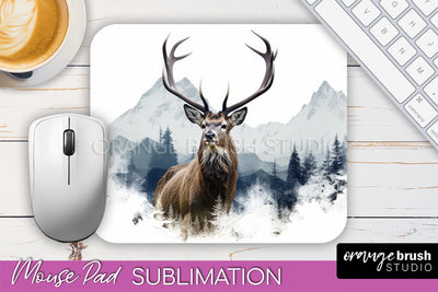 Wild Animals Mouse Pad, Mountain Mousepad Sublimation Sublimation OrangeBrushStudio 