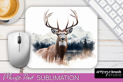 Wild Animals Mouse Pad, Mountain Mousepad Sublimation Sublimation OrangeBrushStudio 