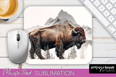 Wild Animals Mouse Pad, Mountain Mousepad Sublimation Sublimation OrangeBrushStudio 