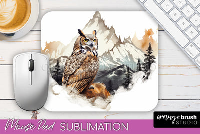 Wild Animals Mouse Pad, Mountain Mousepad Sublimation Sublimation OrangeBrushStudio 