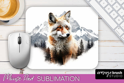 Wild Animals Mouse Pad, Mountain Mousepad Sublimation Sublimation OrangeBrushStudio 