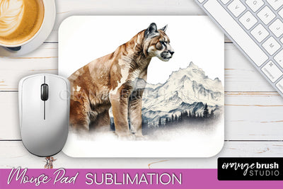 Wild Animals Mouse Pad, Mountain Mousepad Sublimation Sublimation OrangeBrushStudio 
