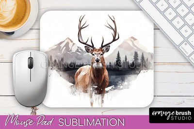 Wild Animals Mouse Pad, Mountain Mousepad Sublimation Sublimation OrangeBrushStudio 