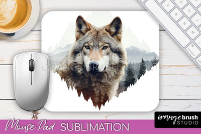 Wild Animals Mouse Pad, Mountain Mousepad Sublimation Sublimation OrangeBrushStudio 