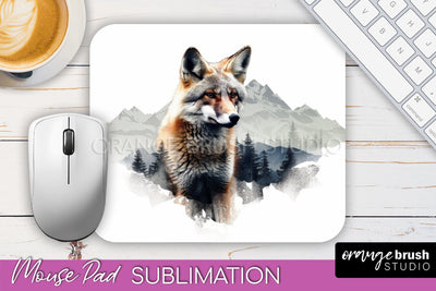 Wild Animals Mouse Pad, Mountain Mousepad Sublimation Sublimation OrangeBrushStudio 
