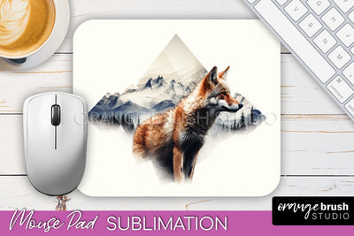 Wild Animals Mouse Pad, Mountain Mousepad Sublimation Sublimation OrangeBrushStudio 