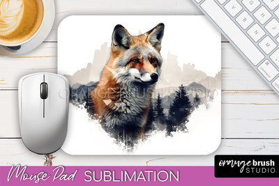 Wild Animals Mouse Pad, Mountain Mousepad Sublimation Sublimation OrangeBrushStudio 
