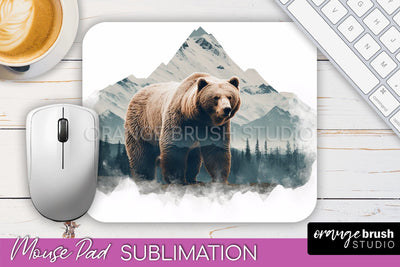 Wild Animals Mouse Pad, Mountain Mousepad Sublimation Sublimation OrangeBrushStudio 