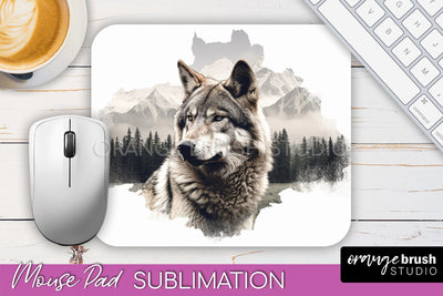 Wild Animals Mouse Pad, Mountain Mousepad Sublimation Sublimation OrangeBrushStudio 