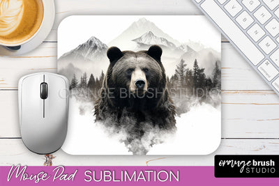 Wild Animals Mouse Pad, Mountain Mousepad Sublimation Sublimation OrangeBrushStudio 