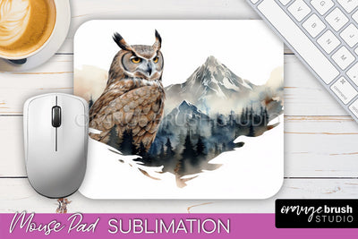 Wild Animals Mouse Pad, Mountain Mousepad Sublimation Sublimation OrangeBrushStudio 