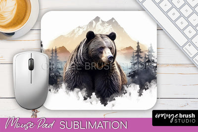 Wild Animals Mouse Pad, Mountain Mousepad Sublimation Sublimation OrangeBrushStudio 