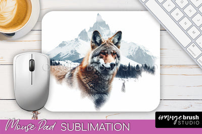 Wild Animals Mouse Pad, Mountain Mousepad Sublimation Sublimation OrangeBrushStudio 