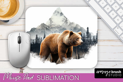 Wild Animals Mouse Pad, Mountain Mousepad Sublimation Sublimation OrangeBrushStudio 