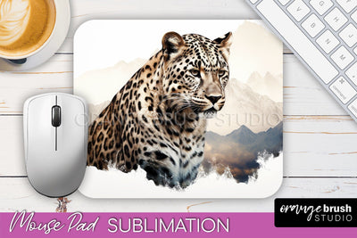 Wild Animals Mouse Pad, Mountain Mousepad Sublimation Sublimation OrangeBrushStudio 