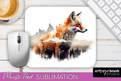 Wild Animals Mouse Pad, Mountain Mousepad Sublimation Sublimation OrangeBrushStudio 