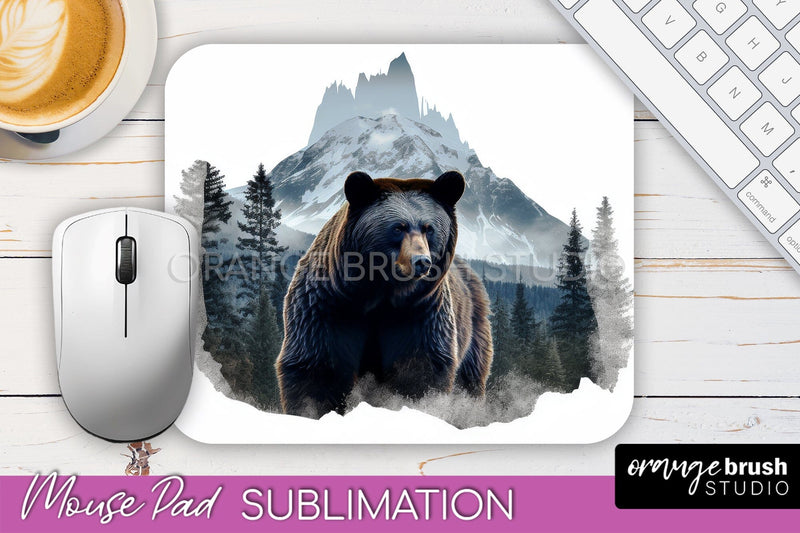 Wild Animals Mouse Pad, Mountain Mousepad Sublimation Sublimation OrangeBrushStudio 