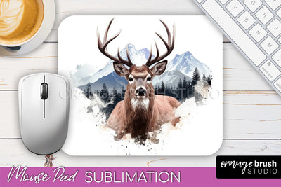 Wild Animals Mouse Pad, Mountain Mousepad Sublimation Sublimation OrangeBrushStudio 
