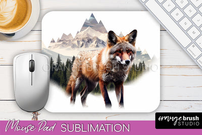 Wild Animals Mouse Pad, Mountain Mousepad Sublimation Sublimation OrangeBrushStudio 
