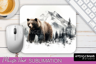 Wild Animals Mouse Pad, Mountain Mousepad Sublimation Sublimation OrangeBrushStudio 