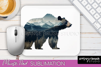 Wild Animals Mouse Pad, Mountain Mousepad Sublimation Sublimation OrangeBrushStudio 