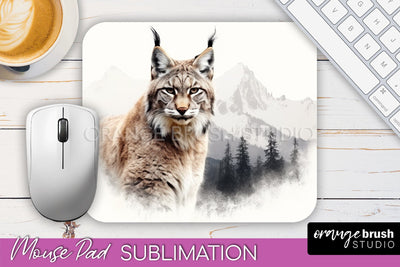 Wild Animals Mouse Pad, Mountain Mousepad Sublimation Sublimation OrangeBrushStudio 