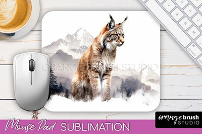 Wild Animals Mouse Pad, Mountain Mousepad Sublimation Sublimation OrangeBrushStudio 