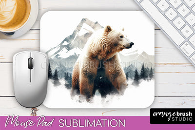 Wild Animals Mouse Pad, Mountain Mousepad Sublimation Sublimation OrangeBrushStudio 