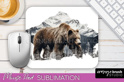 Wild Animals Mouse Pad, Mountain Mousepad Sublimation Sublimation OrangeBrushStudio 
