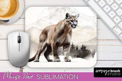 Wild Animals Mouse Pad, Mountain Mousepad Sublimation Sublimation OrangeBrushStudio 