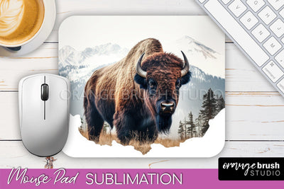 Wild Animals Mouse Pad, Mountain Mousepad Sublimation Sublimation OrangeBrushStudio 