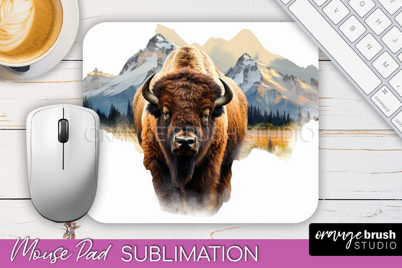 Wild Animals Mouse Pad, Mountain Mousepad Sublimation Sublimation OrangeBrushStudio 