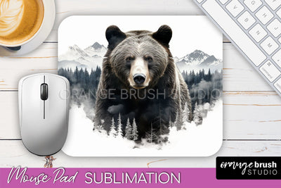 Wild Animals Mouse Pad, Mountain Mousepad Sublimation Sublimation OrangeBrushStudio 