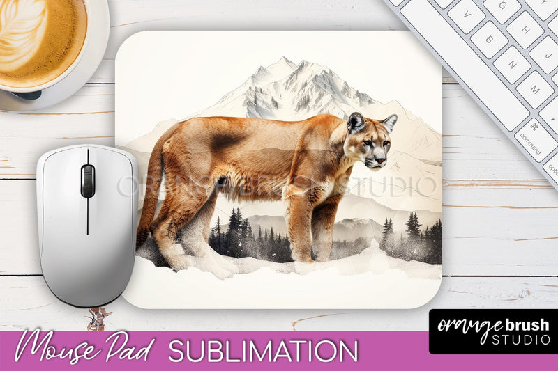 Wild Animals Mouse Pad, Mountain Mousepad Sublimation Sublimation OrangeBrushStudio 
