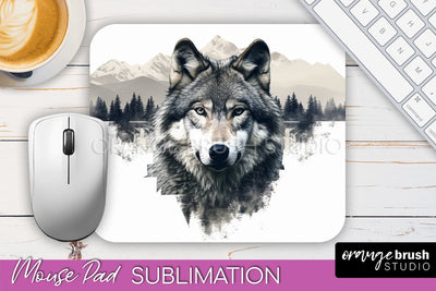 Wild Animals Mouse Pad, Mountain Mousepad Sublimation Sublimation OrangeBrushStudio 