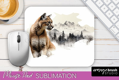 Wild Animals Mouse Pad, Mountain Mousepad Sublimation Sublimation OrangeBrushStudio 