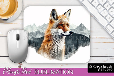 Wild Animals Mouse Pad, Mountain Mousepad Sublimation Sublimation OrangeBrushStudio 