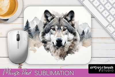 Wild Animals Mouse Pad, Mountain Mousepad Sublimation Sublimation OrangeBrushStudio 
