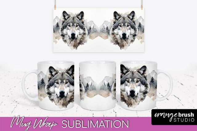 Wild Animals Mug Wrap - Mountain Camping Mug Design Sublimation OrangeBrushStudio 
