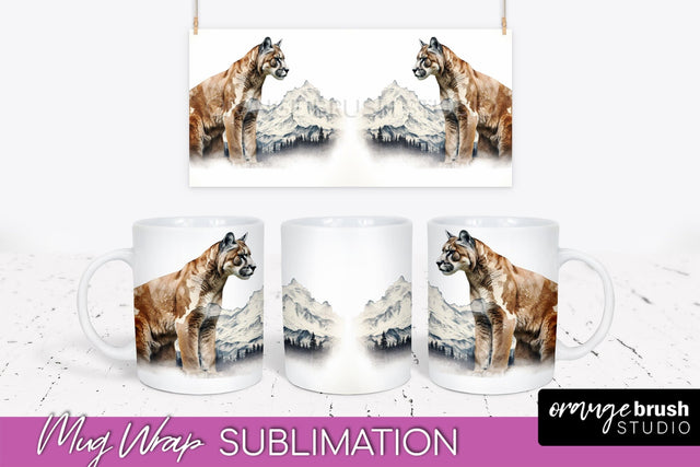 Wild Animals Mug Wrap - Mountain Camping Mug Design Sublimation OrangeBrushStudio 