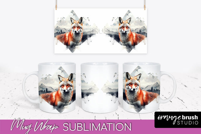 Wild Animals Mug Wrap - Mountain Camping Mug Design Sublimation OrangeBrushStudio 