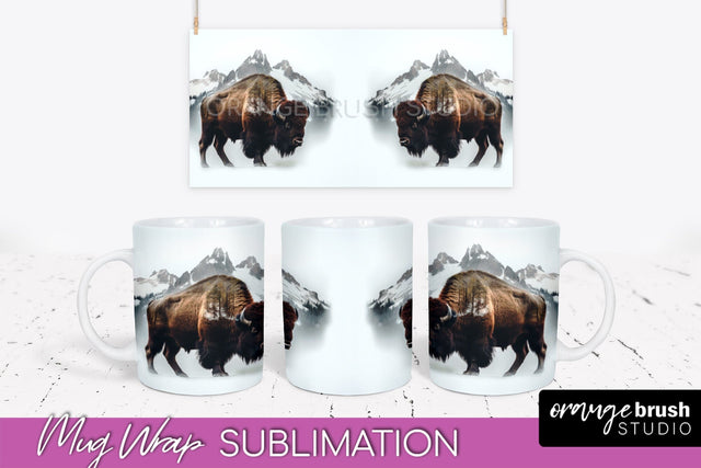 Wild Animals Mug Wrap - Mountain Camping Mug Design Sublimation OrangeBrushStudio 